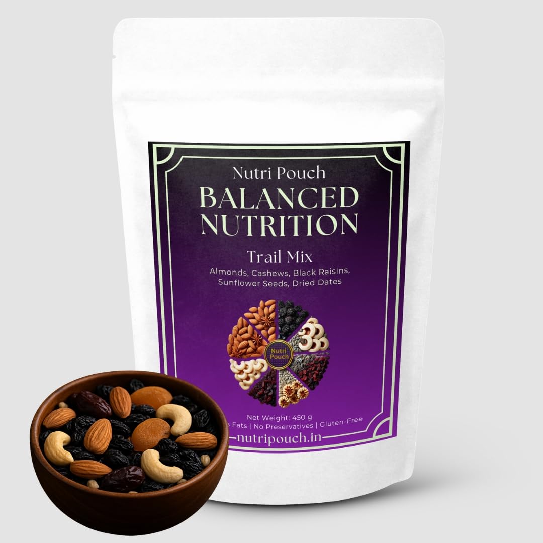 Nutri Pouch Balanced Nutrition Trail Mix – A Healthy, Delicious Blend of Almonds, Cashews, Raisins, Seeds & Dates for Energy, Wellness, and Everyday Snacking On-the-Go Without Preservatives or Gluten 450g-image-10