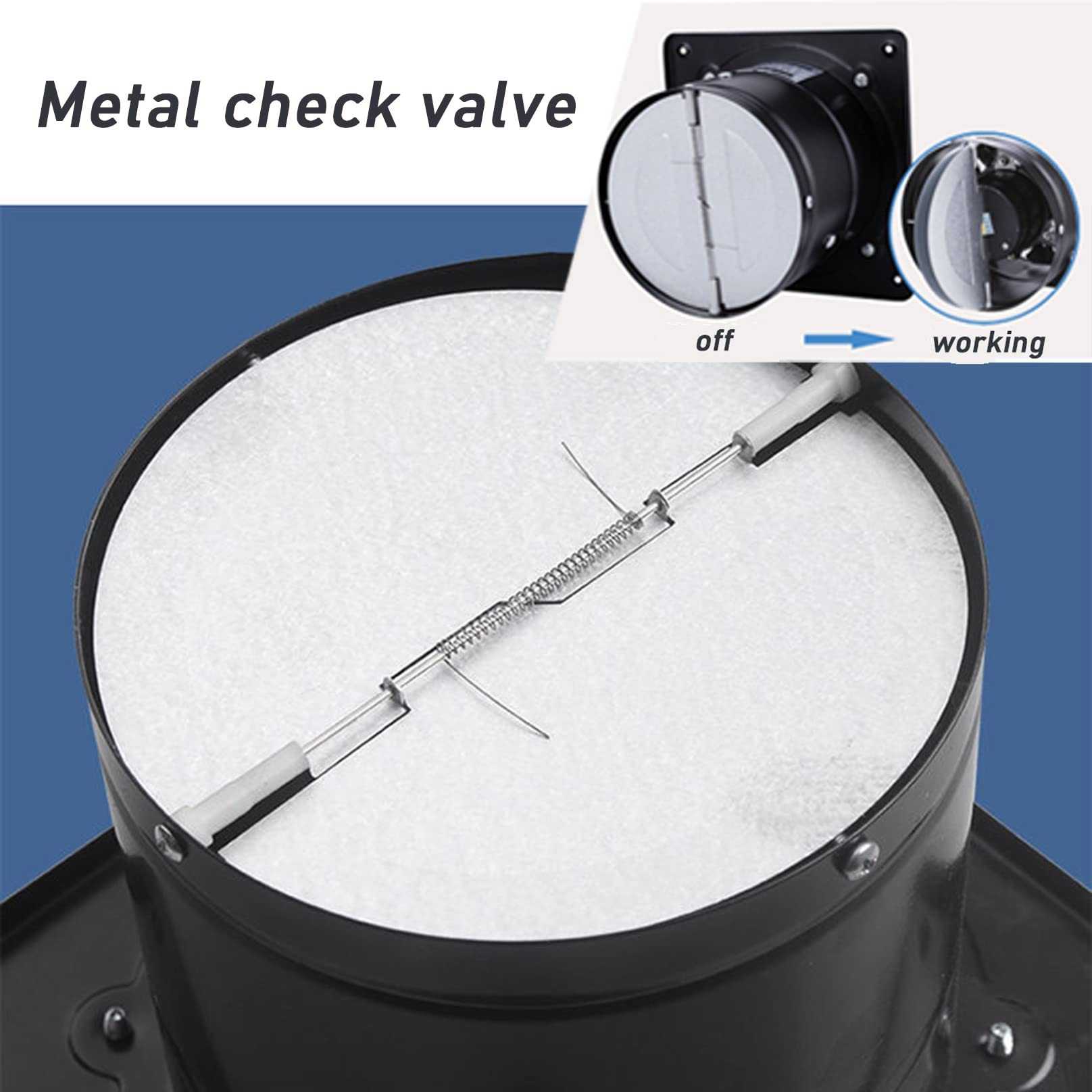 Extractor potente de aire de alta velocidad, 117 CFM, 20 W, con válvula antirreflujo, 10 cm, 110 V, para ventana y pared, para cocina y baño (color: blanco, tamaño 10 cm)