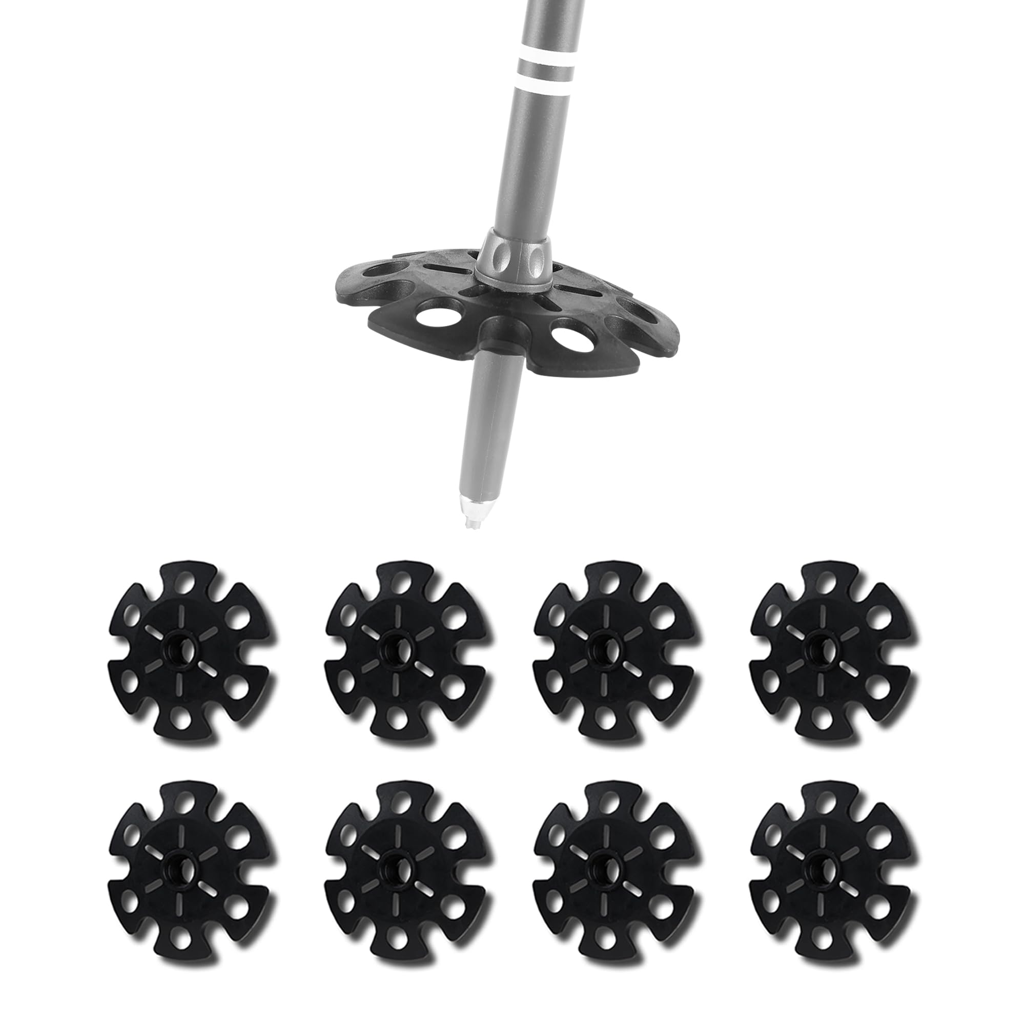 TREKOLOGY Ski Pole Baskets Replacement Set (8-Piece) – 3.4" Snow Baskets for Trekking Poles with 0.4" (1cm) Hole Diameter – Universal Fit for Skiing,