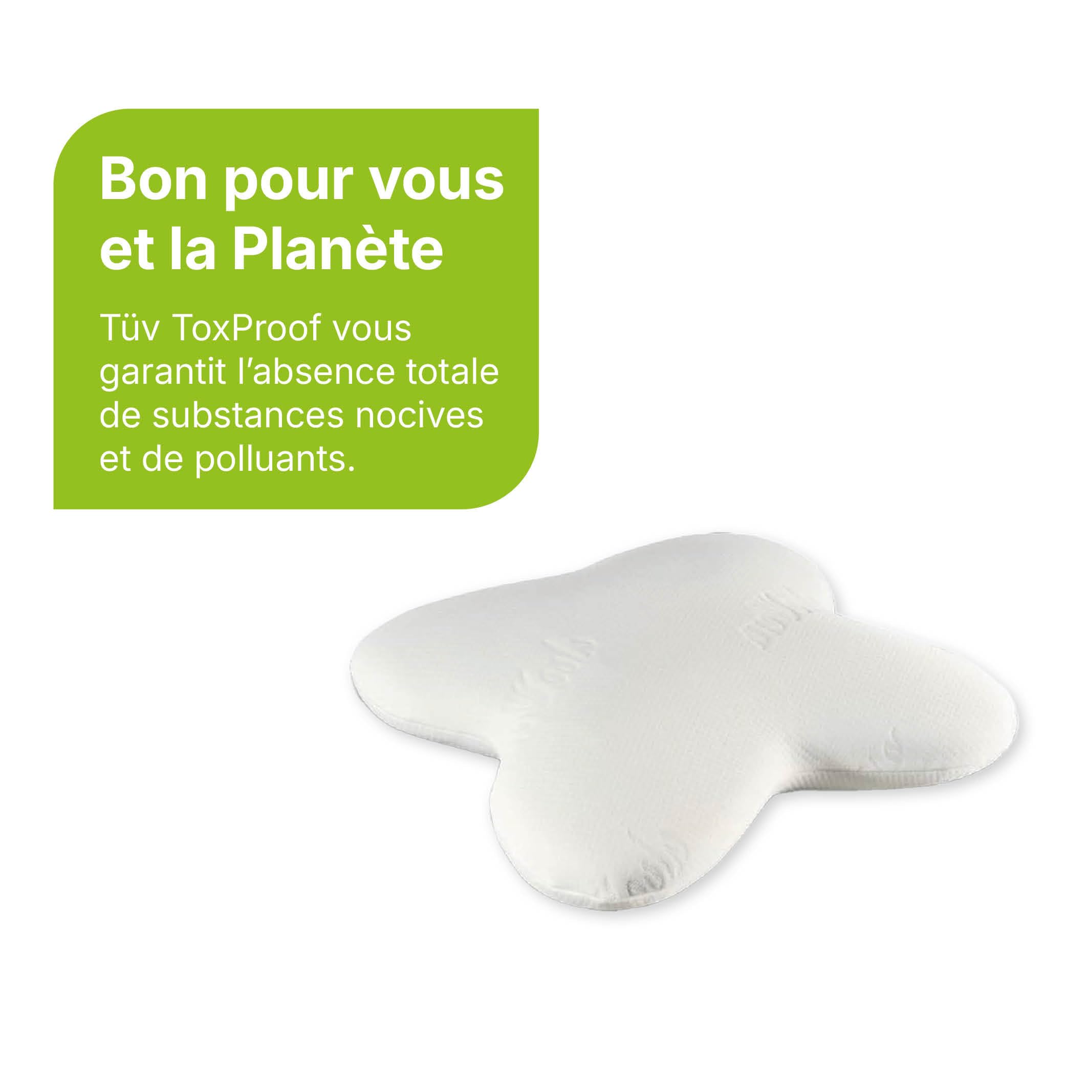 identités, Oreiller Vegelya Premium, Modèle Fly, Oreiller À Mémoire de Forme, Oreiller Naturel, Oreiller Anti-Acarien, Oreiller avec Mousse Aérée, Oreiller de Voyage, Housse Ultra-Confort Greenfirst