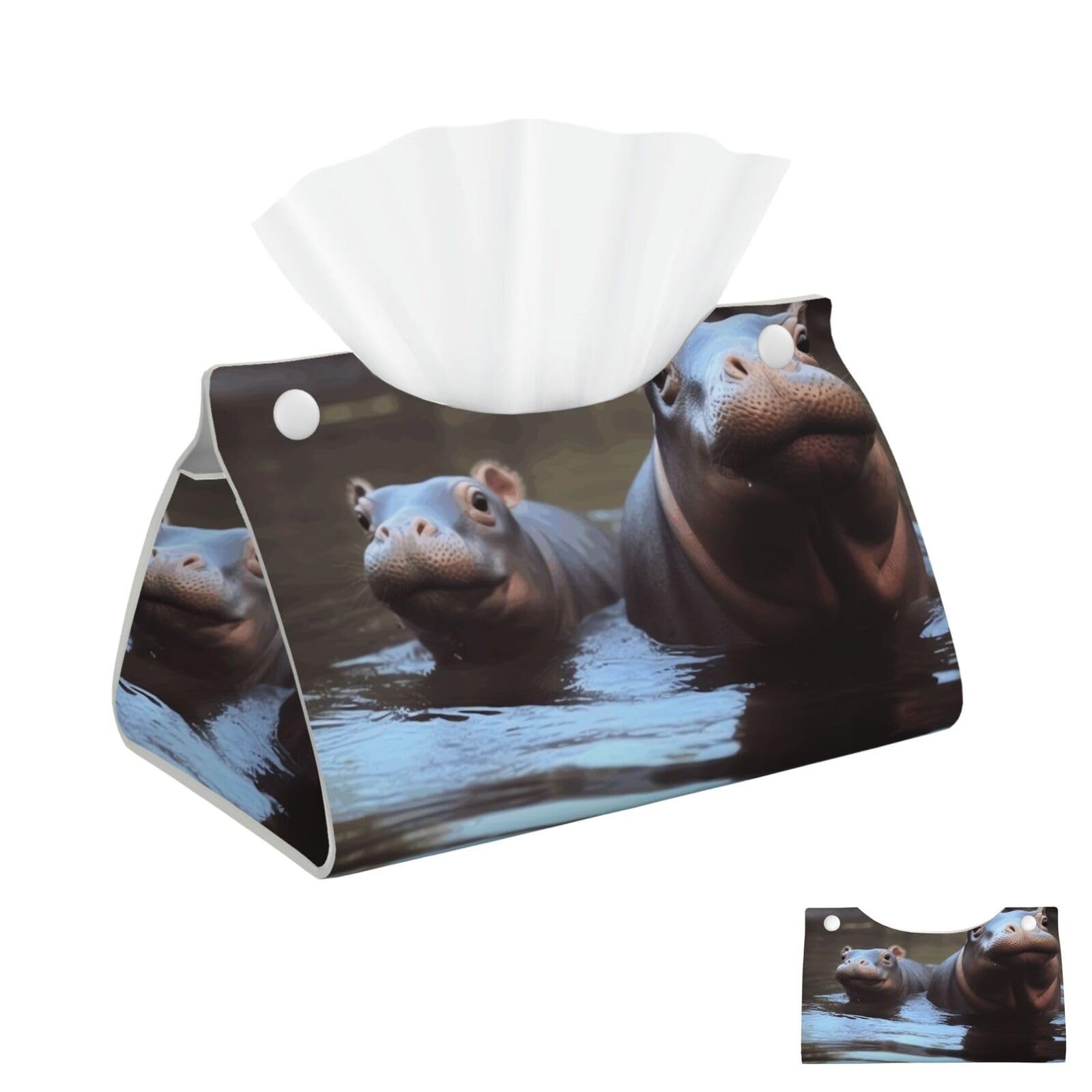 Baby Hippos Tissue Box Cover Square Cube Boxes
