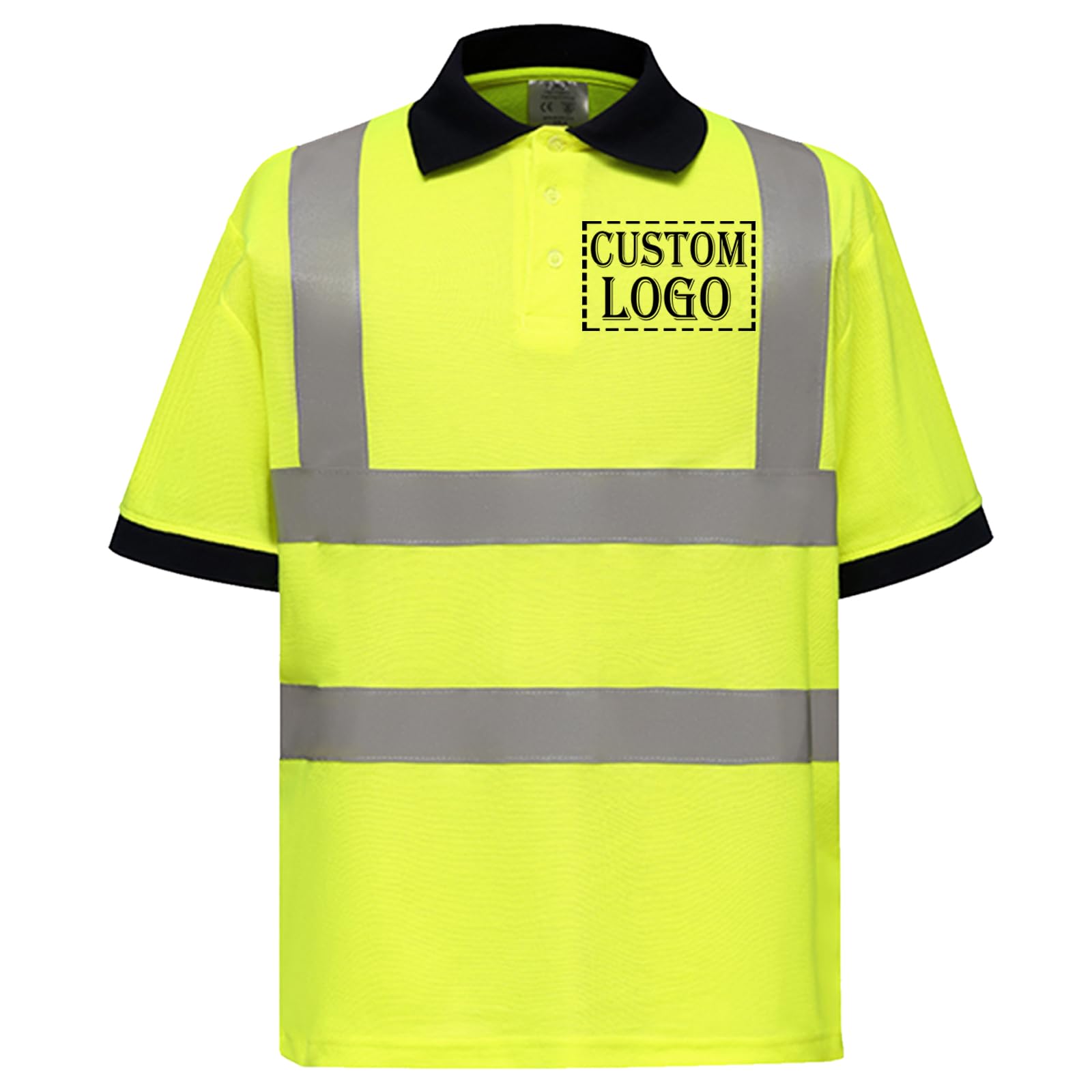 Custom Personalized Safety Shirt Reflective Construction Tshirt Hi Vis Work Polo Shirts Yellow