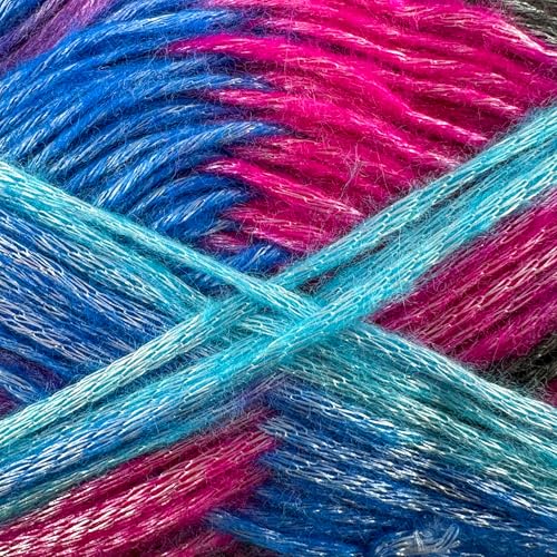 Image of Colorful Self-Striping Multicolor Fuzzy with Subtle Sheen Yarn, 56% Polyester 44% Acrylic, Each 3.53Oz(100gr) / 252yds(230m) (No.5)
