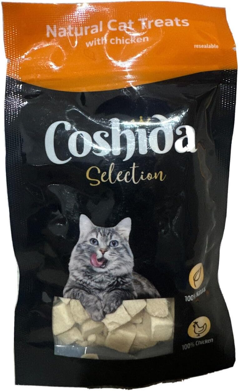 Pack of 3, Coshida Delicious Freeze Dried Cat Treat 100 Duck/Chicken