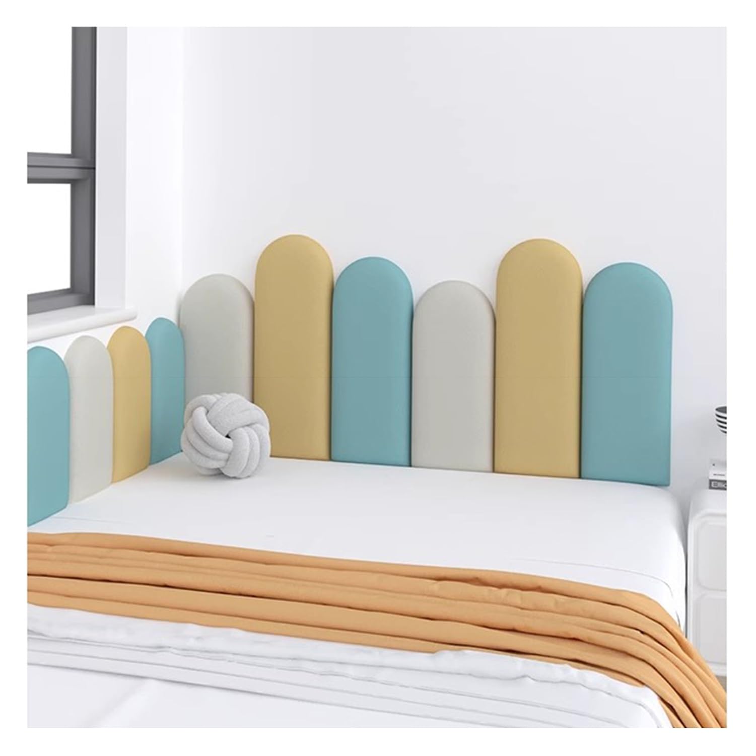 Tête De Lit Rembourrée 3D Anti-Collision, Tatami Tapis Mural Auto-Adhésive for Full, Queen Et King Lit Antichocs Sécurité Rembourrage des Murs (Color : A, Size : 120x55cm)
