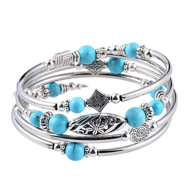Bracelet pierre naturelle oeil de tigre et turquoise de haute qualité