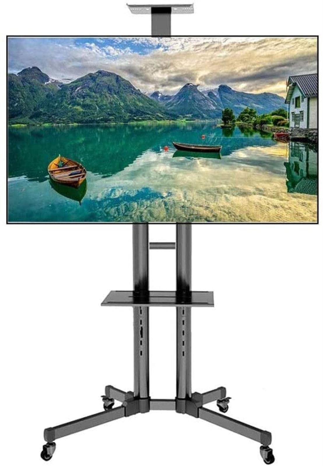 Buy CMMC Mobile TV Stand With Laptop Shelf, Lockable Wheels Black