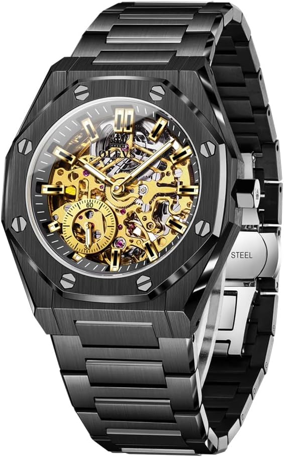 OLEVS Men Automatic Watch Skeleton Mechanical Classic Luxury
