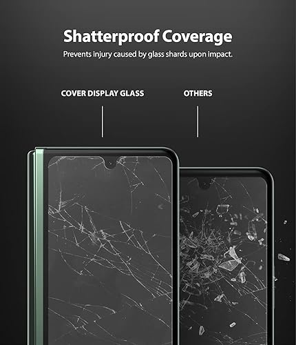 Miniatura 7 de Ringke Pantalla de cristal compatible con Samsung Galaxy Z Fold 3, pantalla de cubierta exterior de vidrio templado protector de pantalla de dureza