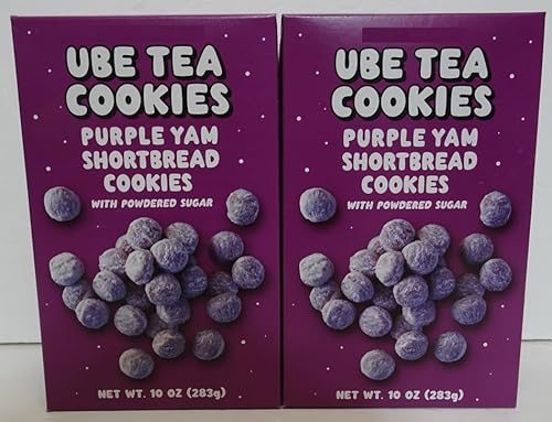 Trader Joe UBE Tea Cookies Purple Yam Shortbread Cookies with