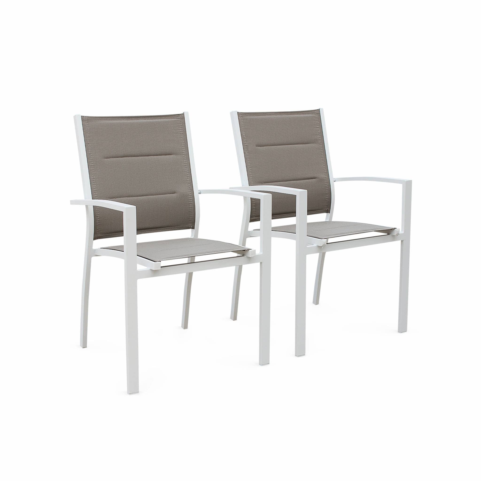 Alice's Garden - Table de Jardin Extensible Aluminium + 6 assises - Chicago 210 Taupe - Table en Aluminium 150/210cm avec rallonge et 6 assises en textilène
