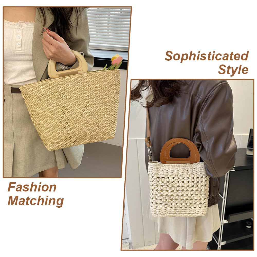 Asas para Bolsos de Madera, 4 Piezas Asas para Bolsos de Madera en Forma de D, Asas Madera para Bolsos, Asas para Bolsos Crochet,Asas de Madera para Bolsas,para Bolsos Hechos a Mano,Bolsa de Bricolaje