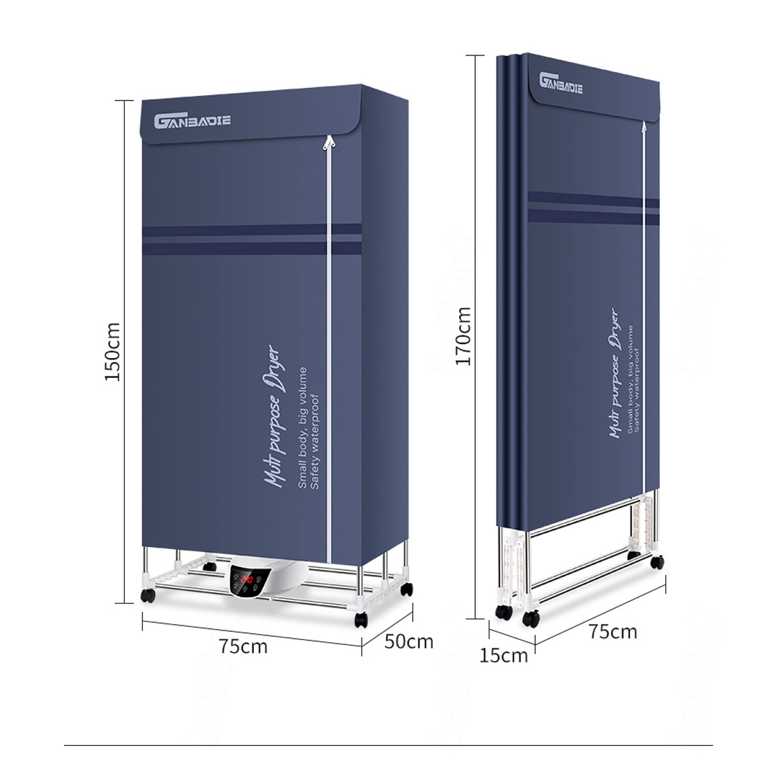 Armario secador eléctrico de Aire Caliente, Electric Clothes Drying Rack Foldable Energy Saving The New(Blauw,1.7M)