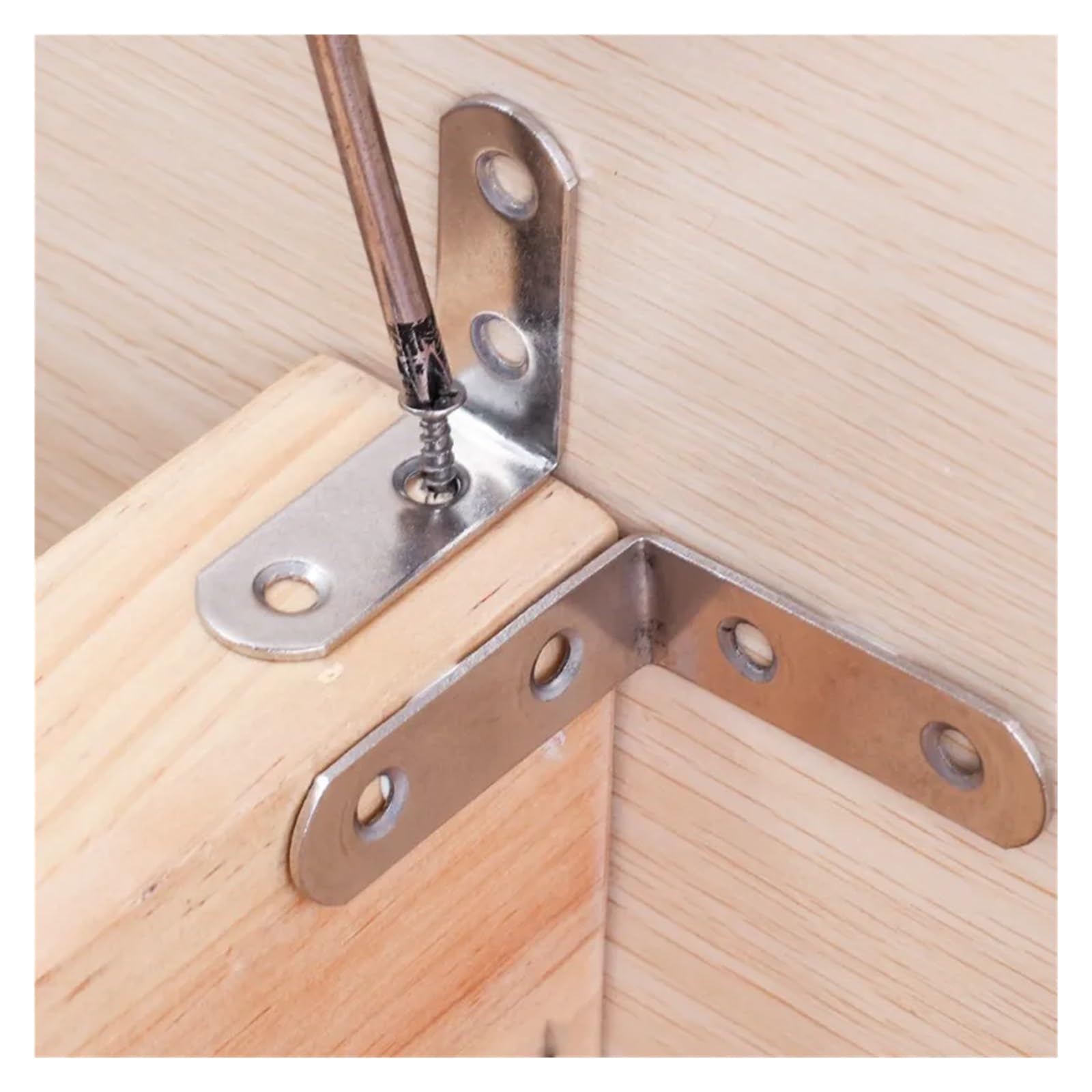 20/1 Set Staffa a L di supporti angolari Staffe ad angolo retto da 90 gradi con viti for mobili in legno for la casa Scaffali for sedie Adatto per il fissaggio e il supporto(20 Sets-16x20mm)