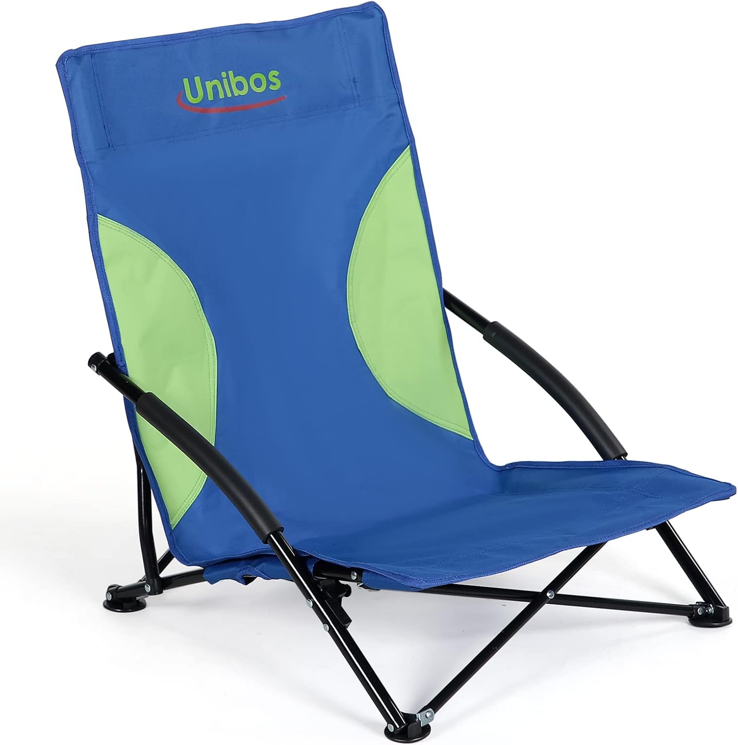 Unibos Folding Beach Chair with Padded Armrest, Outdoor Low Beach Chair