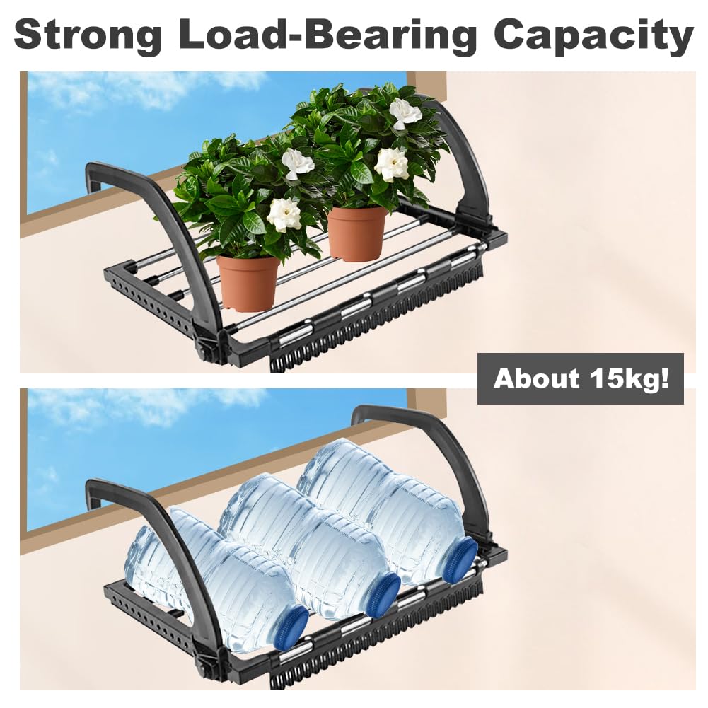 ADERTOS Stendino da termosifone, 40x32cm Stendibiancheria da Balcone Estensibile Stendibiancheria da Appendere al Balcone pieghevole Stendino da Balconi e Termosifone in Acciaio Inox