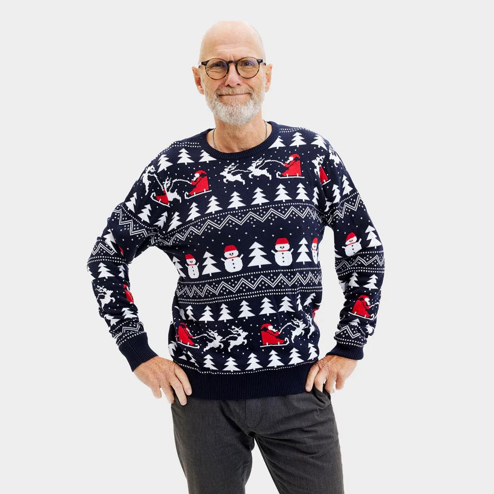 Jersey Navideño para Mujer, Hombre y Niños con Árboles, Muñecos y Papá Noel Algodón Orgánico