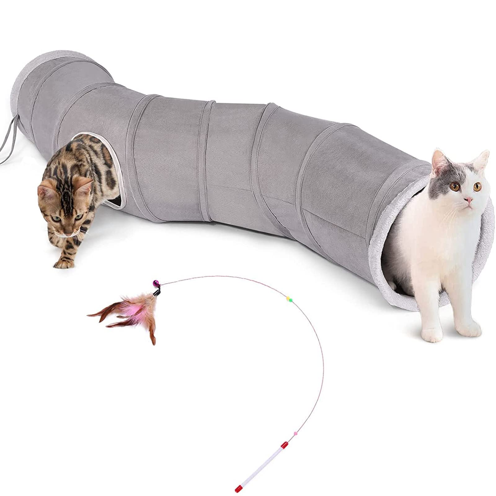 Ownpets Túnel para Gatos, Juguetes para Gatos Tunel, Túneles en Forma de S, Extensibles y Plegables, Túneles para Gatos y Tubos para Interiores, Gatos, Cachorros, Conejos y Gatitos, 120 x 25 cm