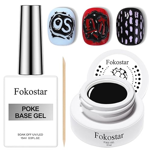 Black Poke - Esmalte de uñas de gel con base profesional Poke Geles de pintura de encaje multifuncional para diseño de uñas con palo de uñas de