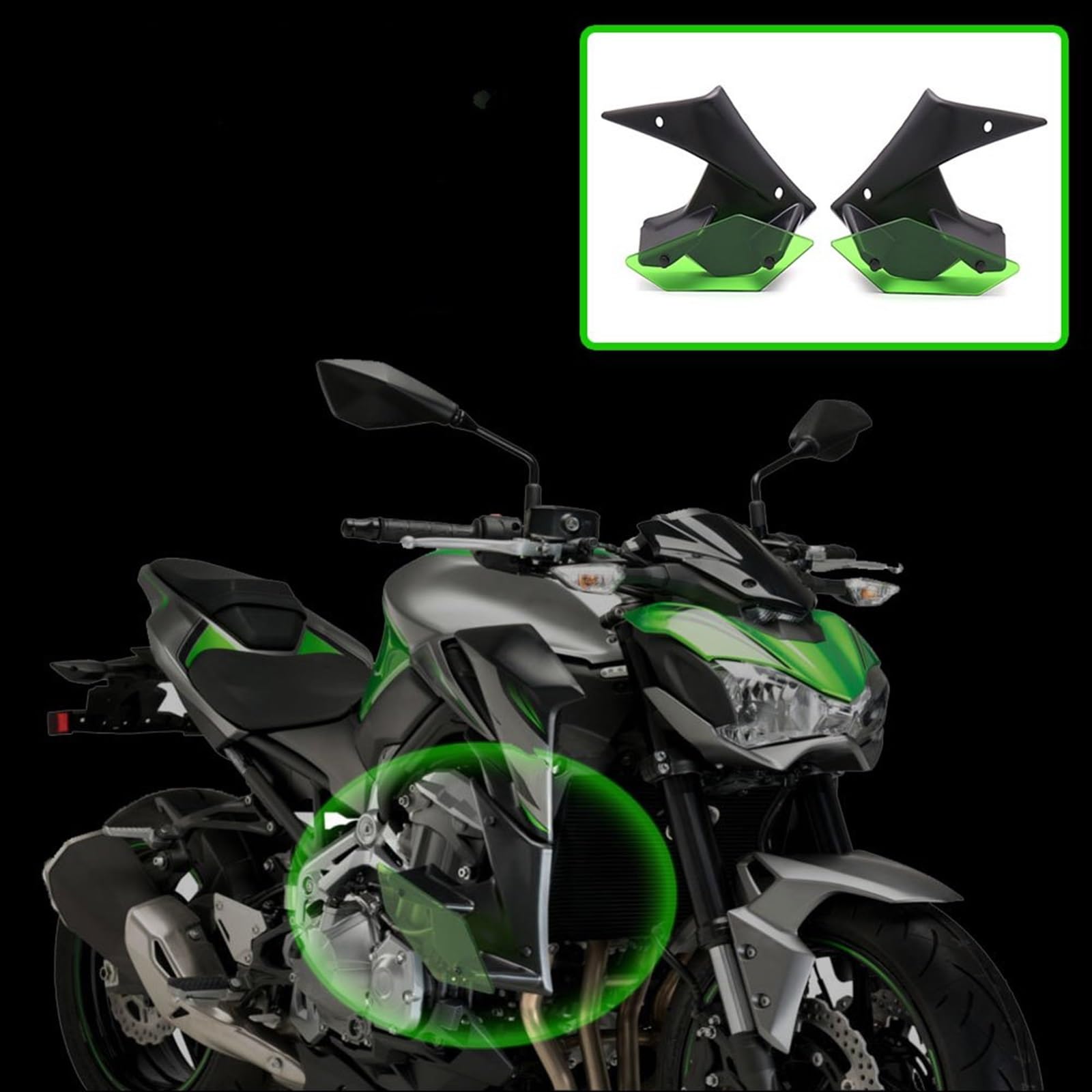 YESKIT Parti del Motociclo Side Downforce Naked Spoiler Ala Fissa Winglet Carenatura Deflettori Alari per Kawasaki Z900 2017-2019 Pezzi di Ricambio (Color : 2)