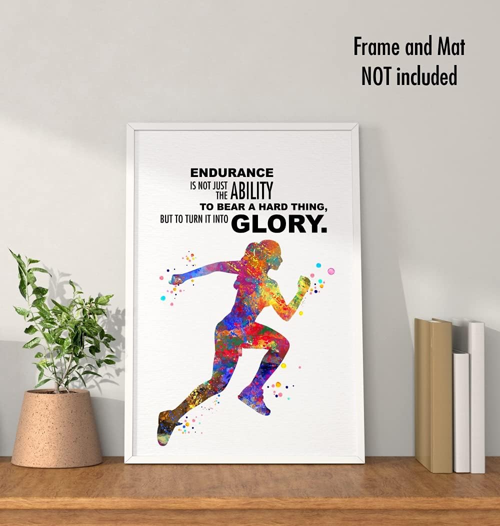 Dignovel Studios 8X10 Set of 4 Unframed Intensive Workout Training Exercise Running Boxing Weight Lifting Watercolor Art Print Poster Woman Gym Inspirational Quotes Motivational Wall Decor DN638