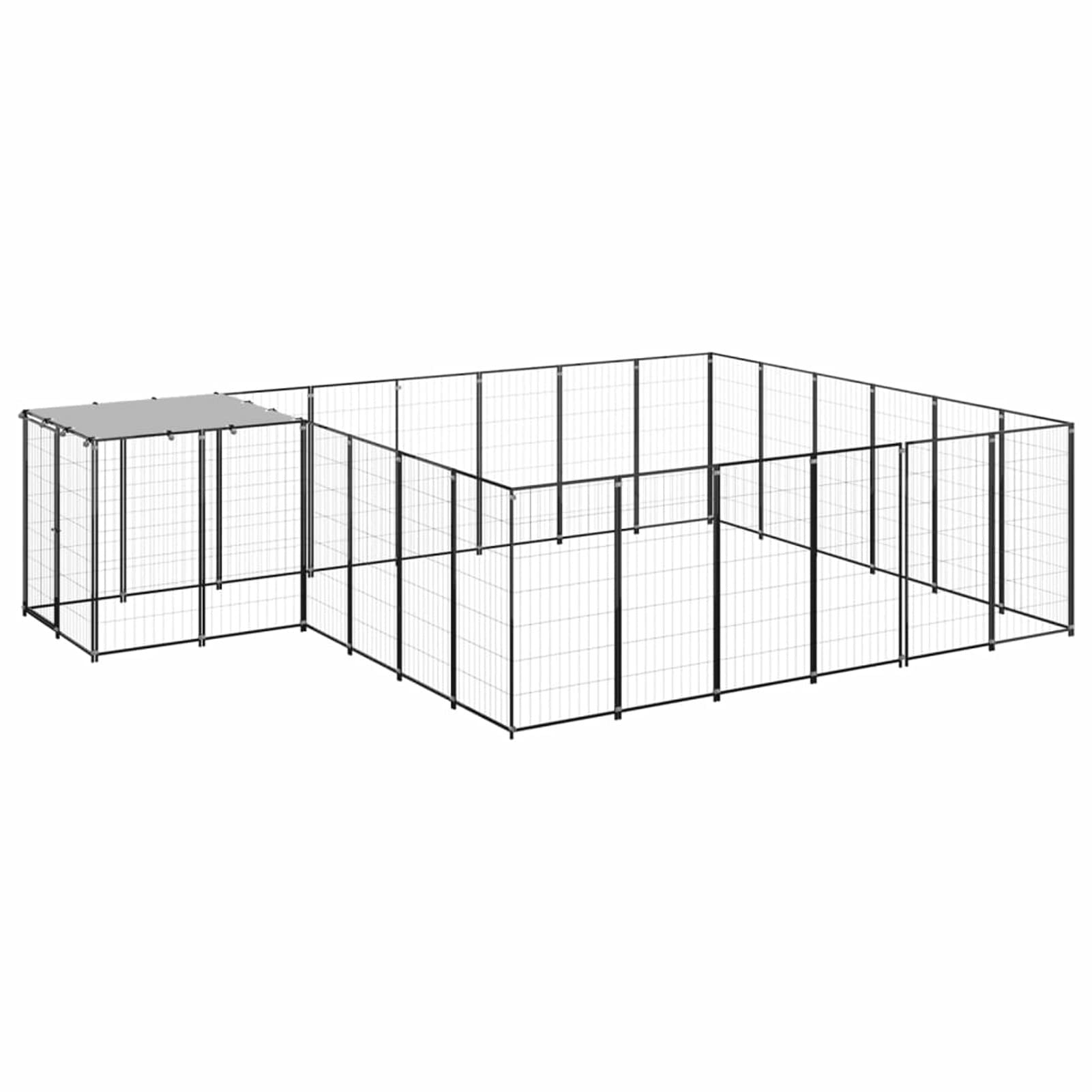Homgoday Czarna klatka dla psa 12,1 m² stalowa klatka dla psa wewnętrzna klatka dla psa Kennel dla psów klatki dla psów klatki dla psów ogrodzenie dla psa na zewnątrz