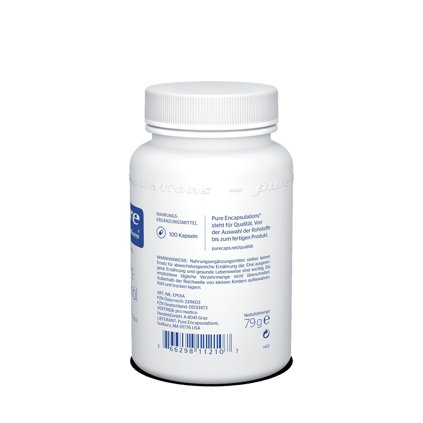 Pure Encapsulations - Nachtkerzenöl - Kalt gepresst, 9% Gamma-Linolensäure, Skincare Nahrungsergäzungsmittel - 100 Kapseln
