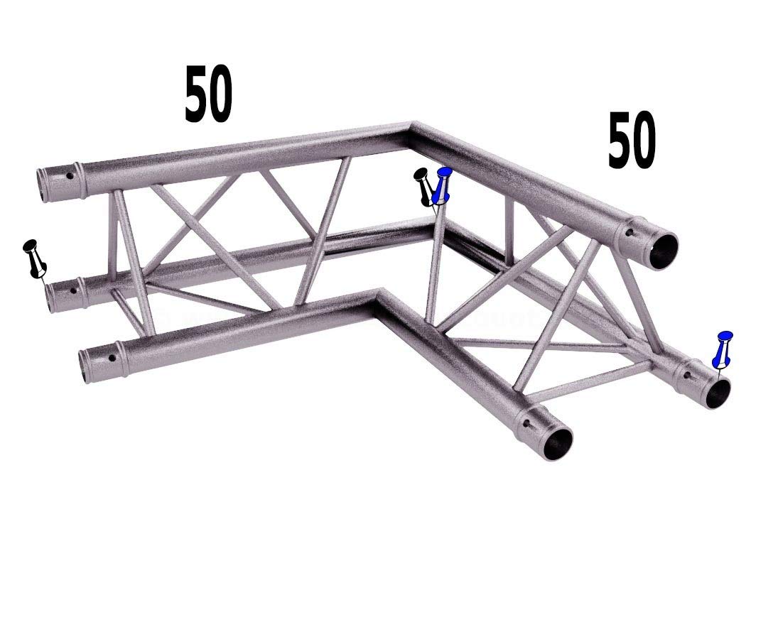Alu System Trussing AST, Traverse 3 Punkt, Deko Truss, 2 Wege Eck 90°