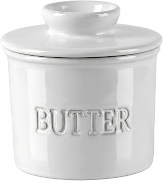 Butter Keeper Crock, French Butter Dish with Lid, Ceramic Country Crock Butters, Waterproof Seal Butter Container for Countertop, Keeps Butter Spreadable for Daily Cooking & Breakfast