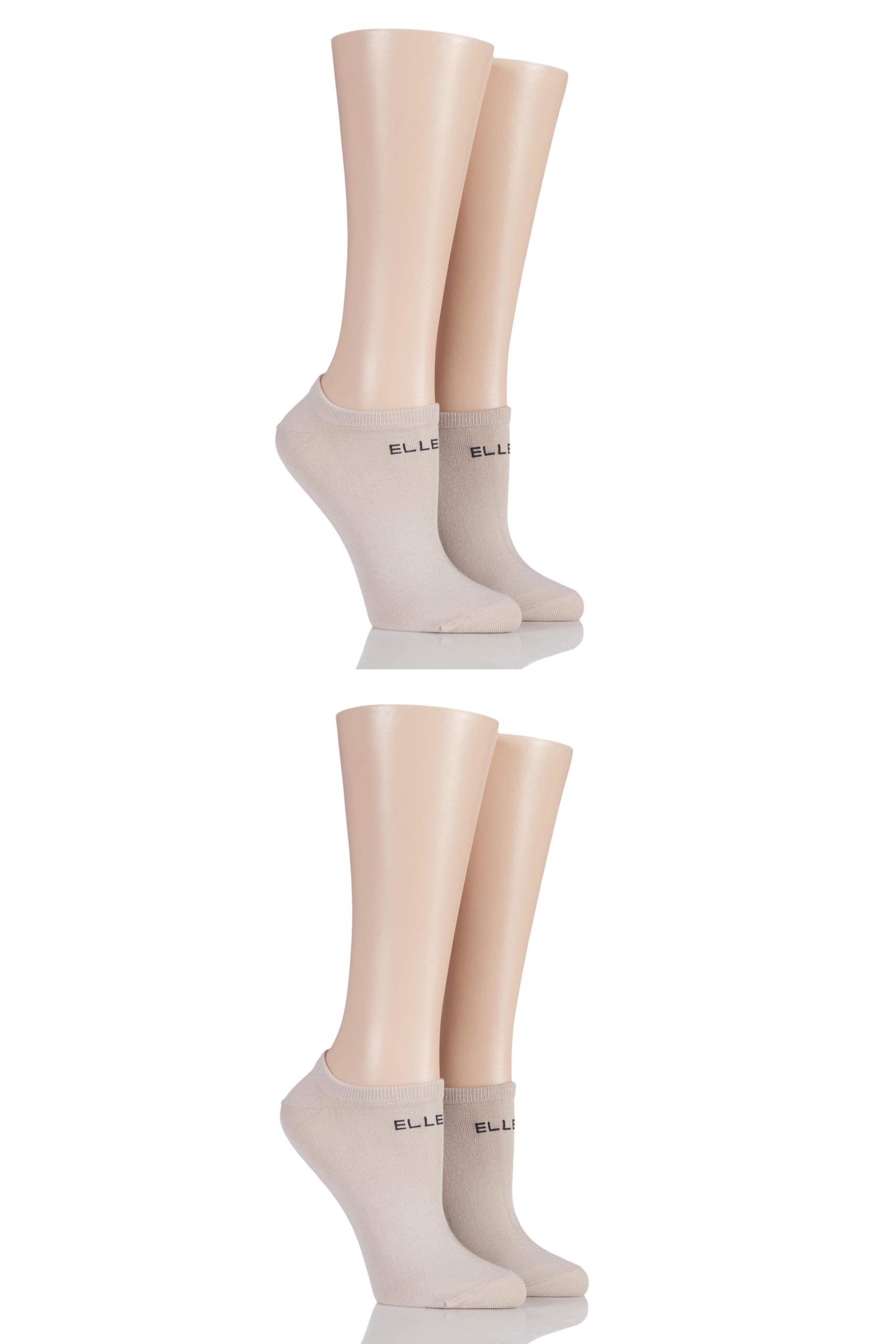 Elle Women's Neutral Bamboo No Show Socks Pack Of 4 4-8