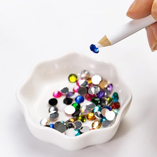 Miniatura 4 de Juego de herramientas de pinzas para lápices de cera para resina con parte trasera plana, diamantes de imitación, arte de uñas, gema de punteado de