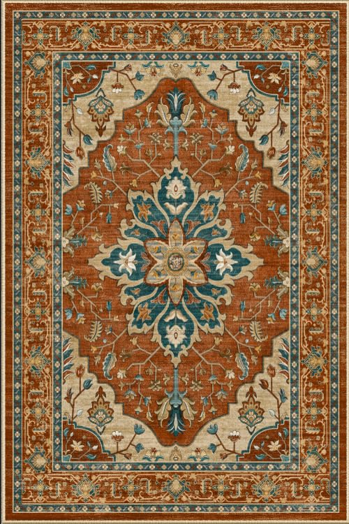 INOVADAY Rugs Living Room 60x180 cm Washable Rug Red/Orange/Blue/Brown — image 1