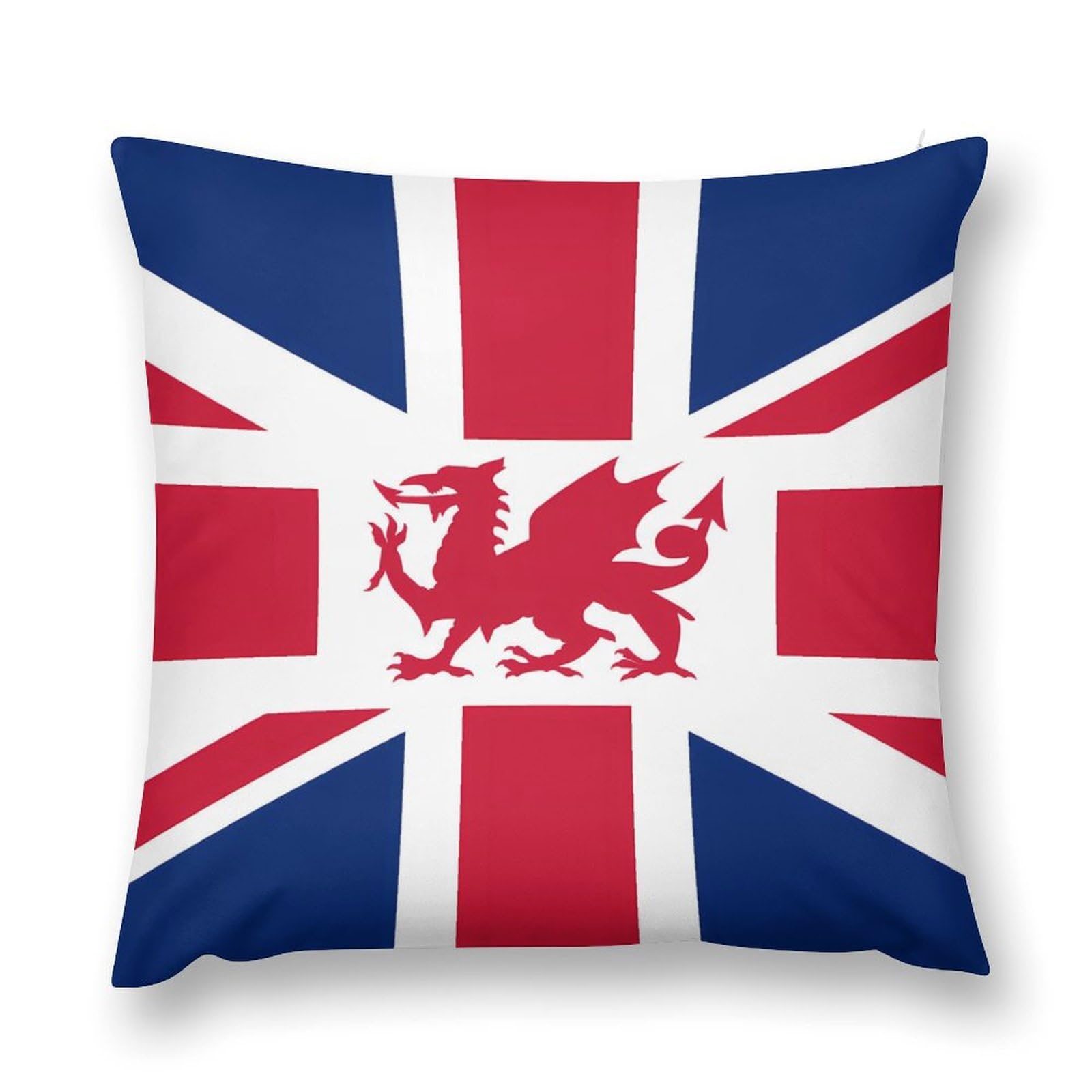 Union Flag (Including Wales) Decorative Throw Pillow Covers Plush Cushion Protect Case for Sofa Bedroom 24 