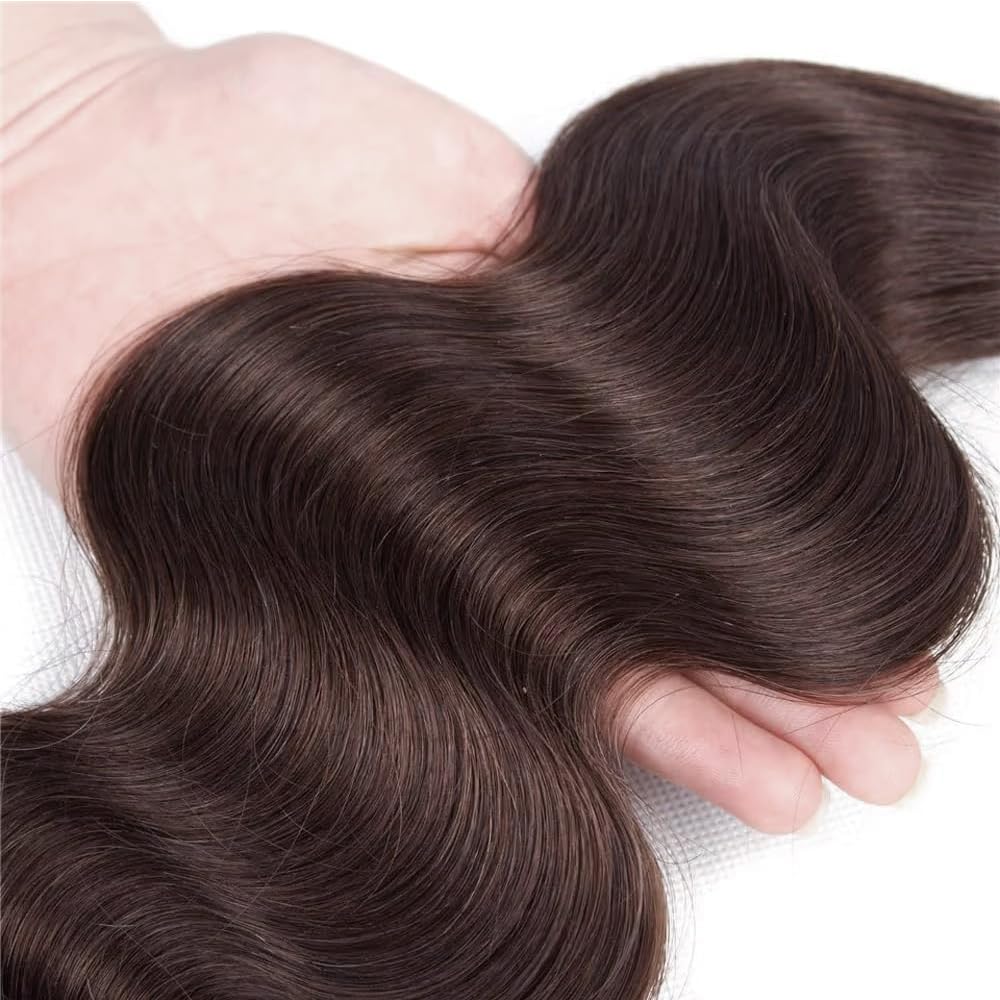 Body Wave Crochet Human Hair #4 Medium Brown Pre-looped Non-Shedding Virgin Hair Crochet Braids Knotless Feather Hair Extensions for Black Women 18 Inch 120g