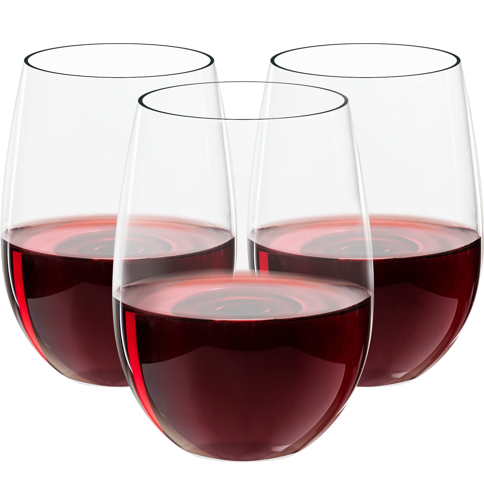 Buy FOCUSLINE 20 Pack 16 Oz Plastic Wine Glasses Stemless Wine Cups