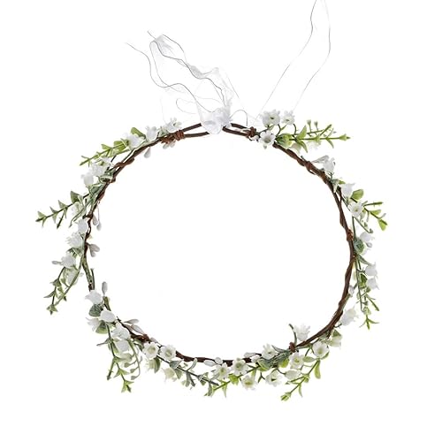 Vividsun - Diadema para novia con corona de hojas verdes bohemia, diseño floral, Gratis, Estilo C Blanco
