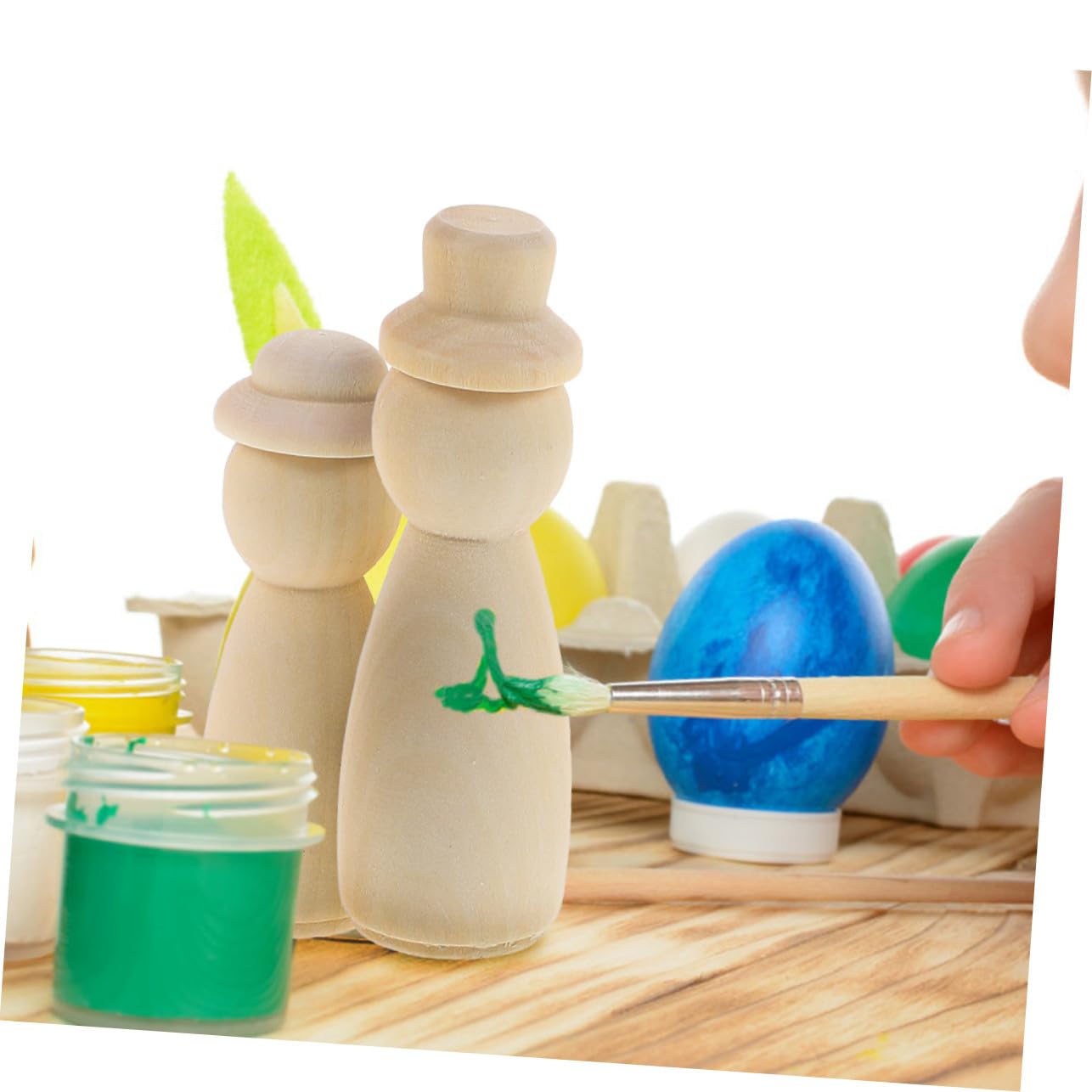 Muñecas de Madera sin Pintar y Manualidades para 55 Piezas Mesa