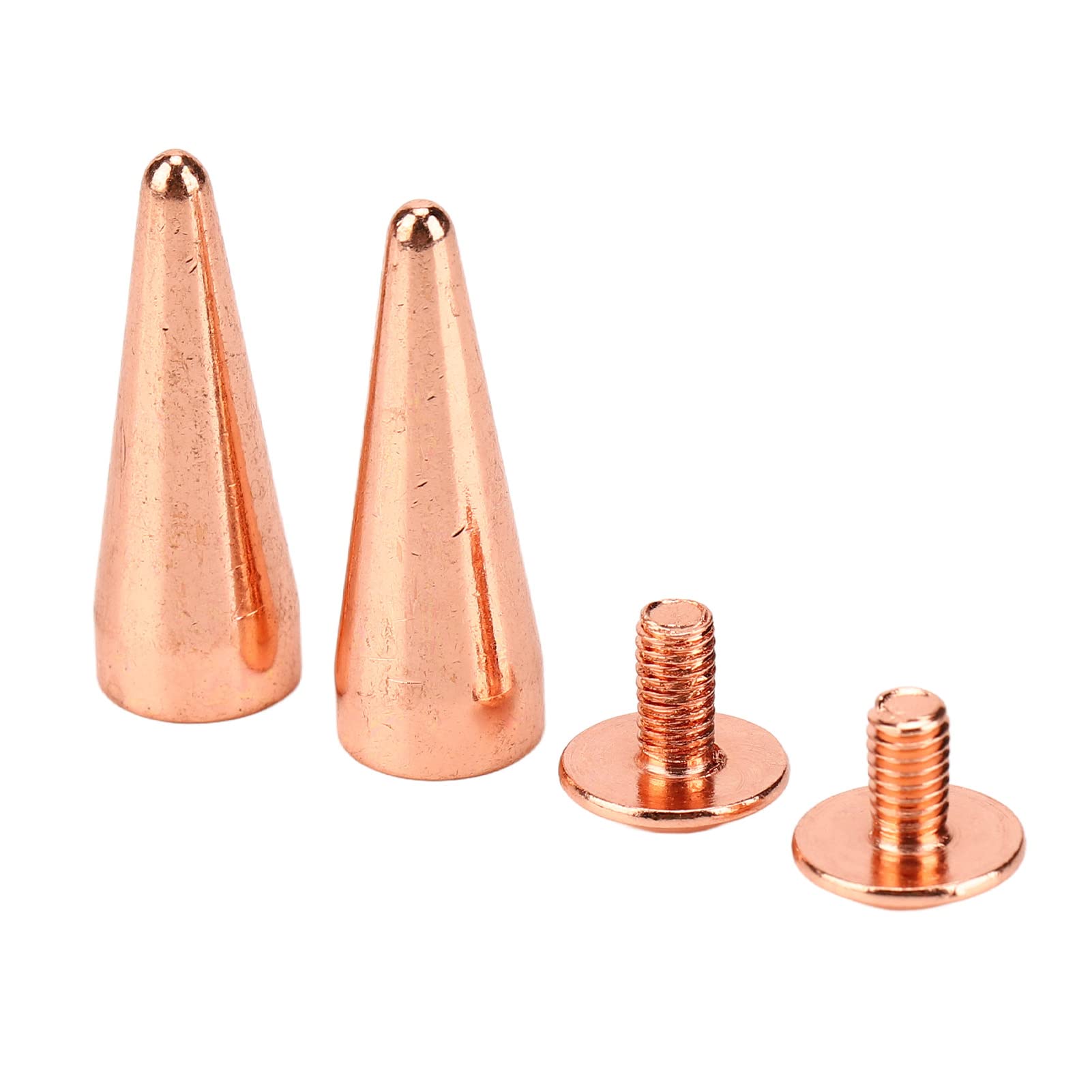 100 Juegos Punk Cone Spikes Screwback Studs Galvanoplastia Oro Rosa Remaches De Metal Tornillo Para Bricolaje Trabajo Artesanal De Cuero, Bolsos Cinturones Zapatos Adorno(10 * 28mm)