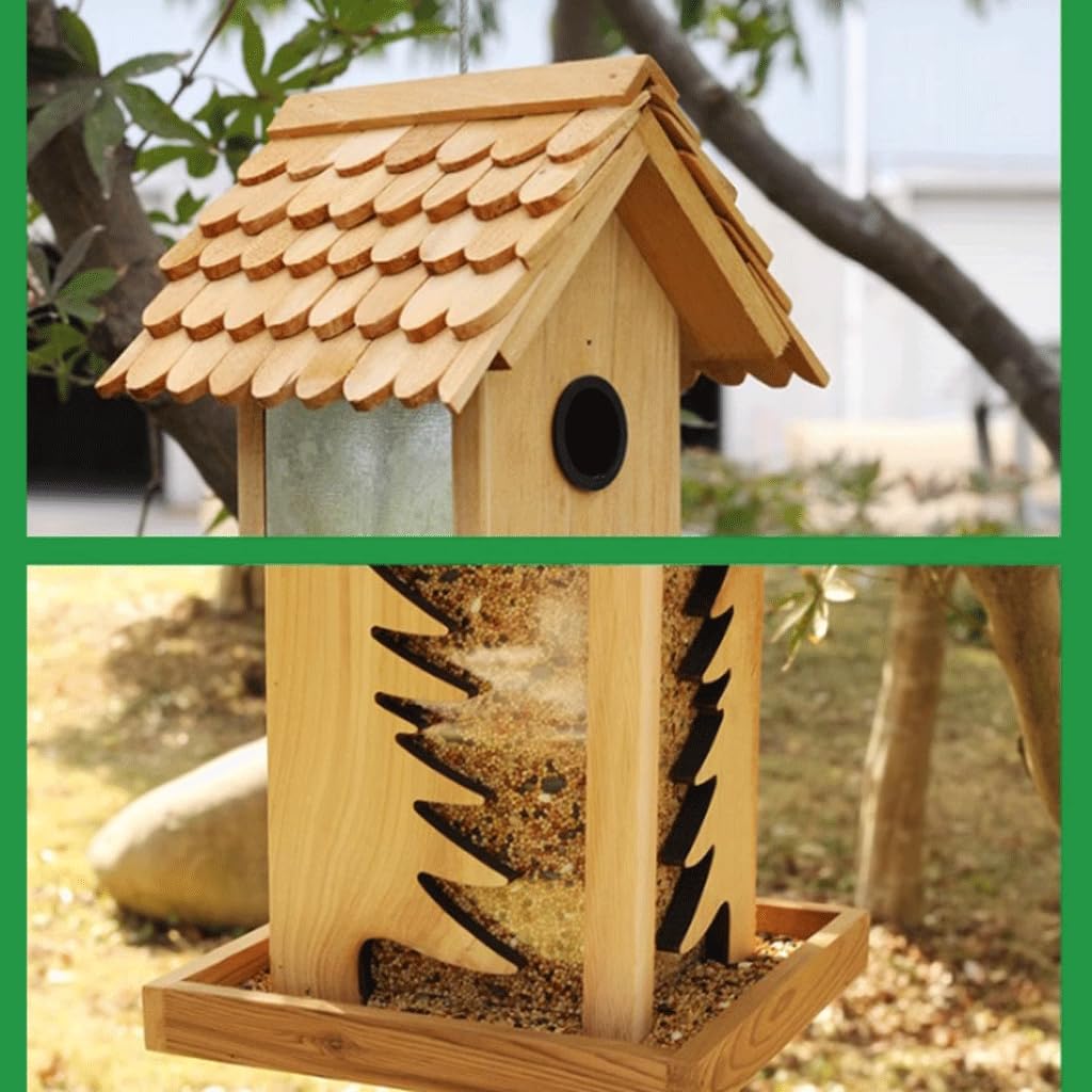 Karmnik dla ptaków Vogels Kantine Wilde Vogel Feeder Blokhuis Vorm Hangende Vogelvoer Zaadkast met Staaldraad voor Balkon Gazon Tuin