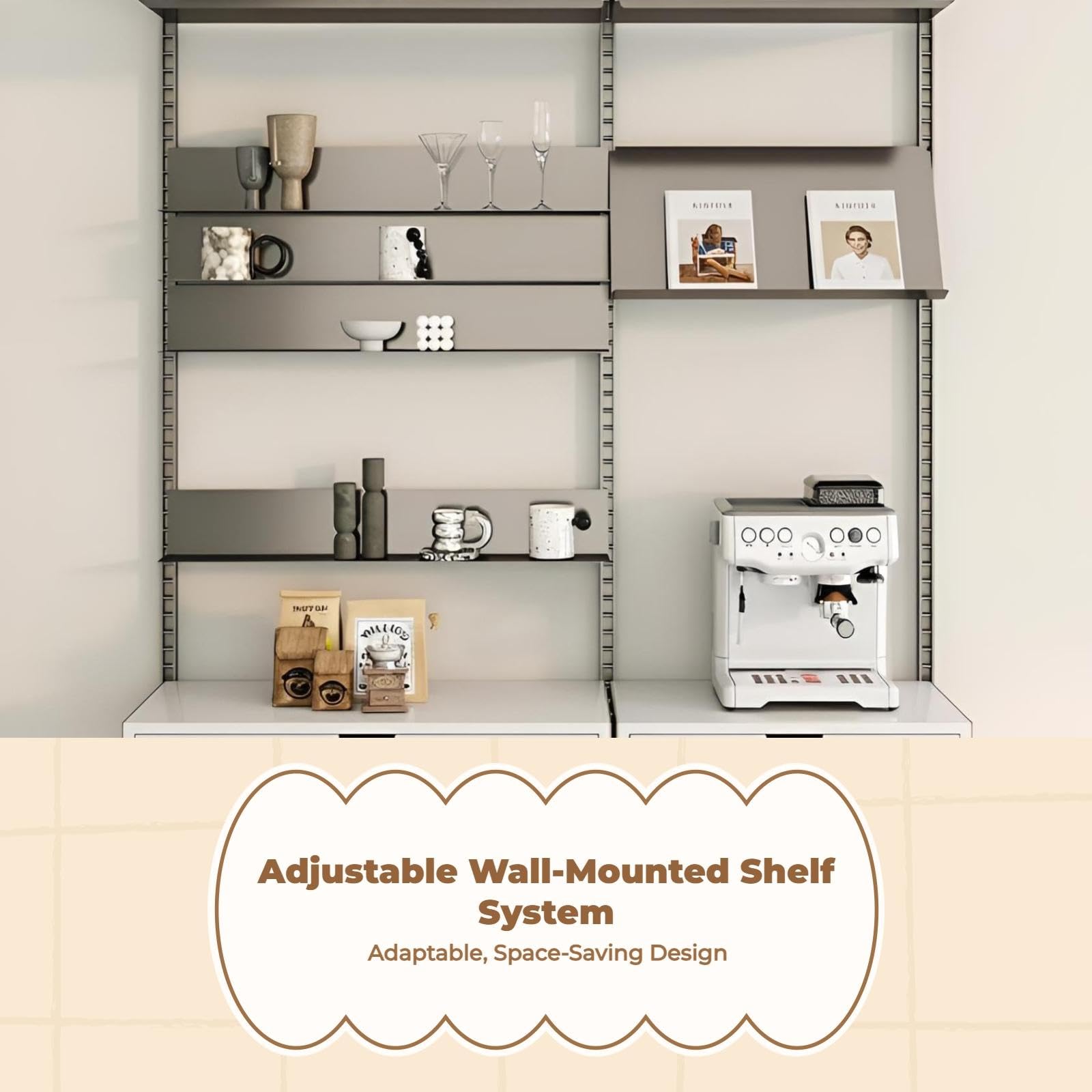 VELURA Stainless Steel Shelf, Space-Saving Organizer Display Rack