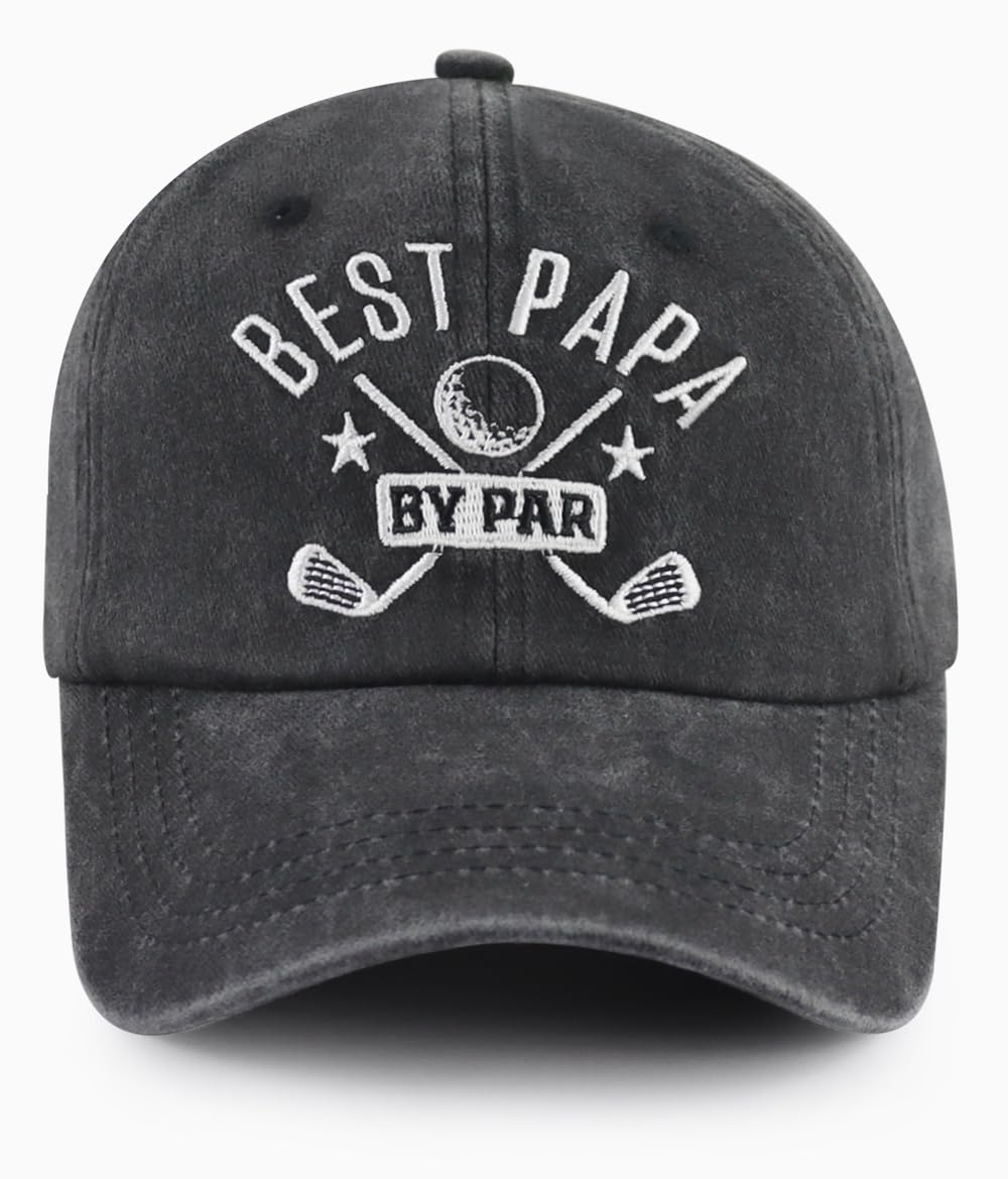 Best Dad by Par Hats for Men, Adjustable Embroidered Golf Papa Baseball Cap