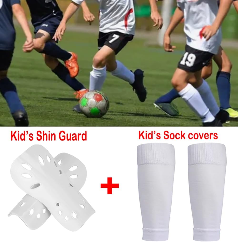 Kids Soccer Cleats for Boys Girls Football Shoes,Youth Training Sneakers with Shin Guards and Soccer Ball Covers for Little/Big Kids