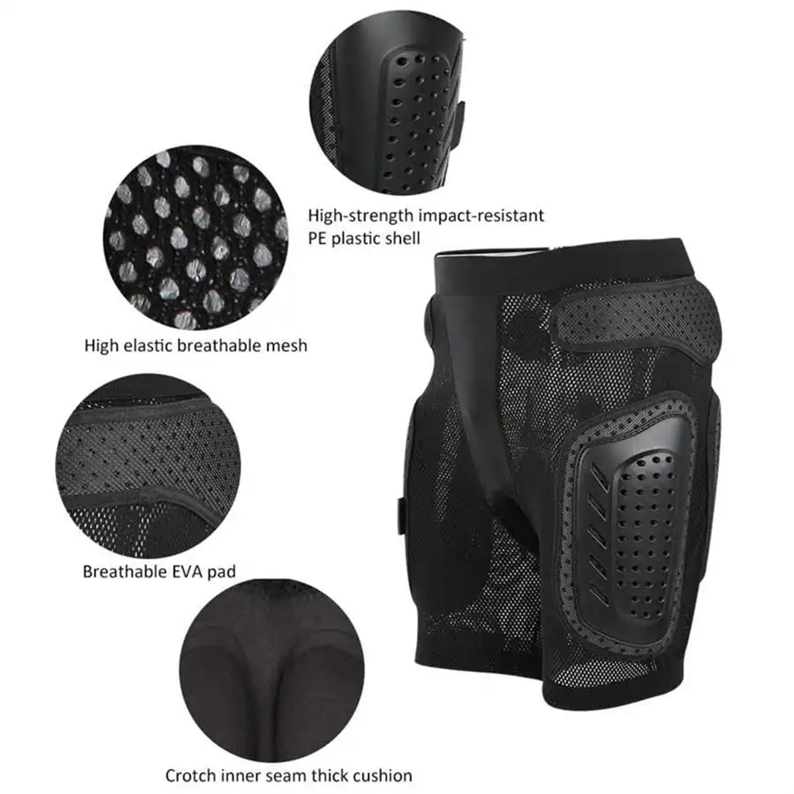 Short de Ski Rembourré Ski Hip Protection Pantalon Cyclisme Hip Pad Shorts Équipement de Protection Ski Roller Skateboard Hanche Coussin Moto Ass Pad(L)