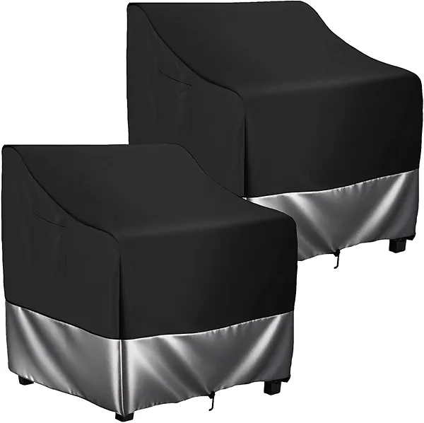 Harborway 2-Pack Waterproof Patio Chair Covers - Heavy Duty Outdoor Chair Cover Set for Lounge & Deep Seats, All-Weather Patio Chair Covers Waterproof for Home & Commercial Use (Fits 32-38" Chairs)