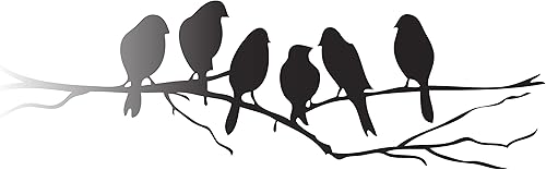 Miniatura 7 de Picniva Mural negro de 72 x 22 pulgadas con ramas de pájaro para decoración del hogar