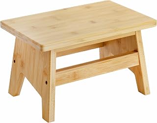 Lyellfe Bamboo Step Stool: Non-Slip 300lbs Potty Training Stool, Portable Bedside Footrest for Kids Adults, Easy Assembly