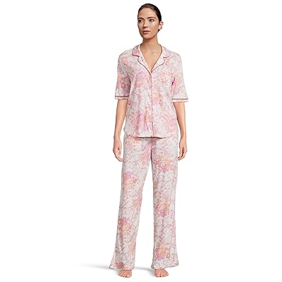 Karen Neuburger Romantic Fields Elbow Sleeve Pajama Set with Lace Women