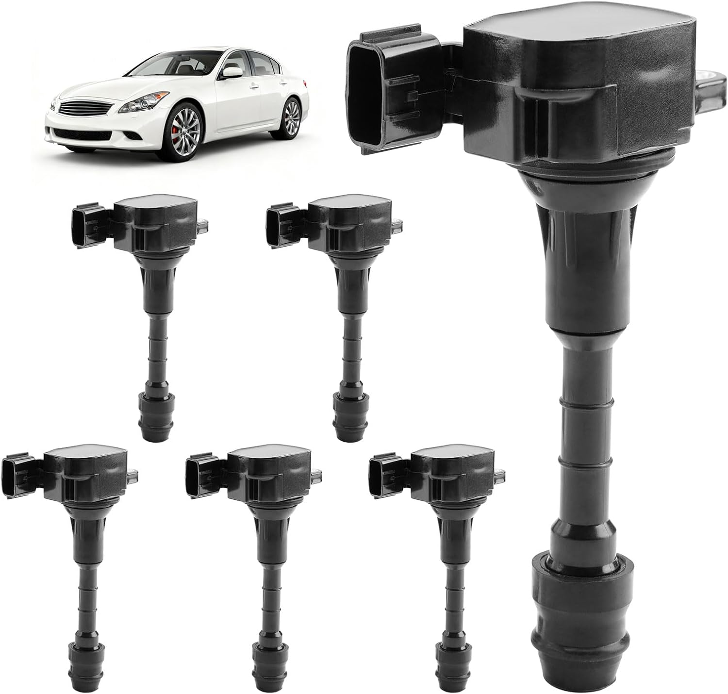 UF550 Ignition Coil Packs & Spark Plugs Compatible with 2007-2020 Nissan Pathfinder/Murano/Altima/Maxima/Quest, Infiniti G35/QX60/FX35 3.5L V6 & More, Replaces# UF-550 C1670 (Set of 6)