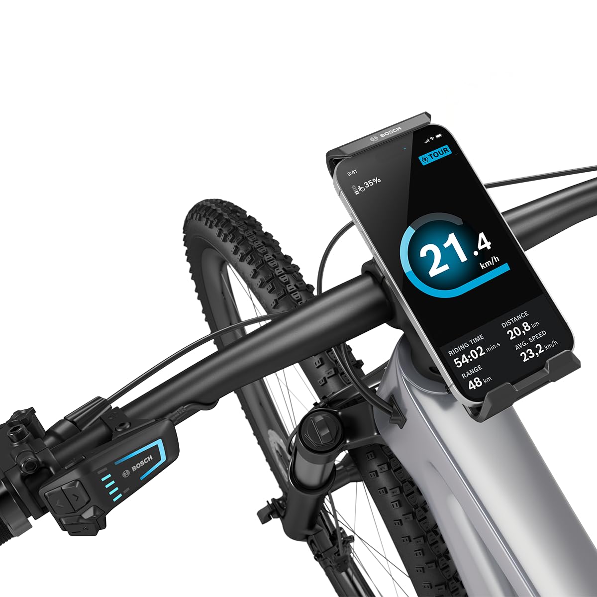 Bosch SmartphoneGrip Vertical (BSP3300) - Chargement sans fil, Smart E-Bike S | Support de guidon noir