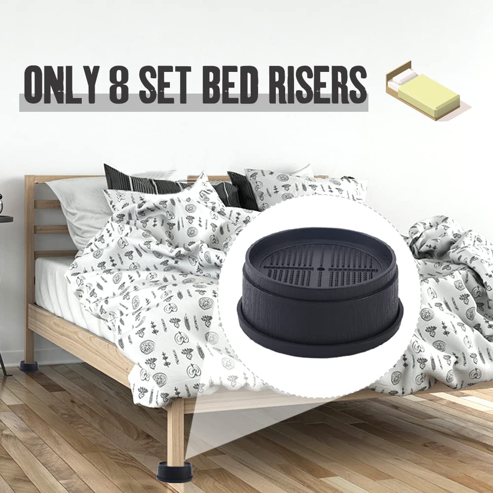 MOFUCA Betterhöhungen, Möbelbeinverlängerung, Bettheben, Erhöhung in Höhen bis zu 7,6 cm, für Bett, Tisch, Stuhl, Schreibtisch oder Sofa, 8 Stück (schwarz)